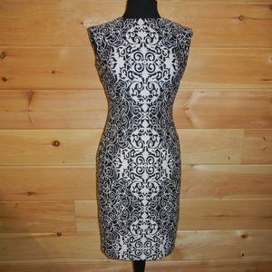 R&K Womens Sheath Dress Size 2 Black & White Nice!